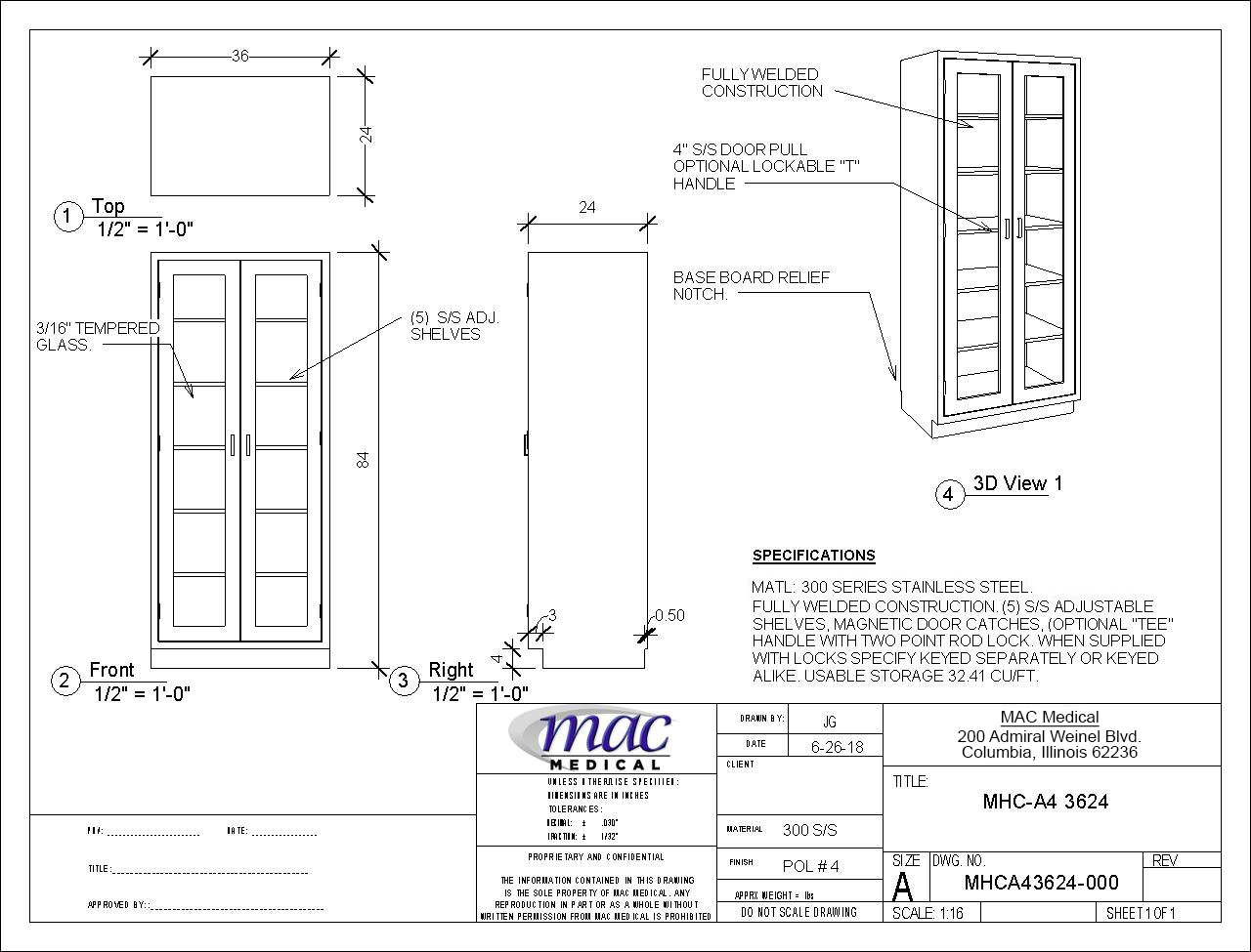 Glass Door Cabinets | MAC Medical, Inc. | Made in the USA